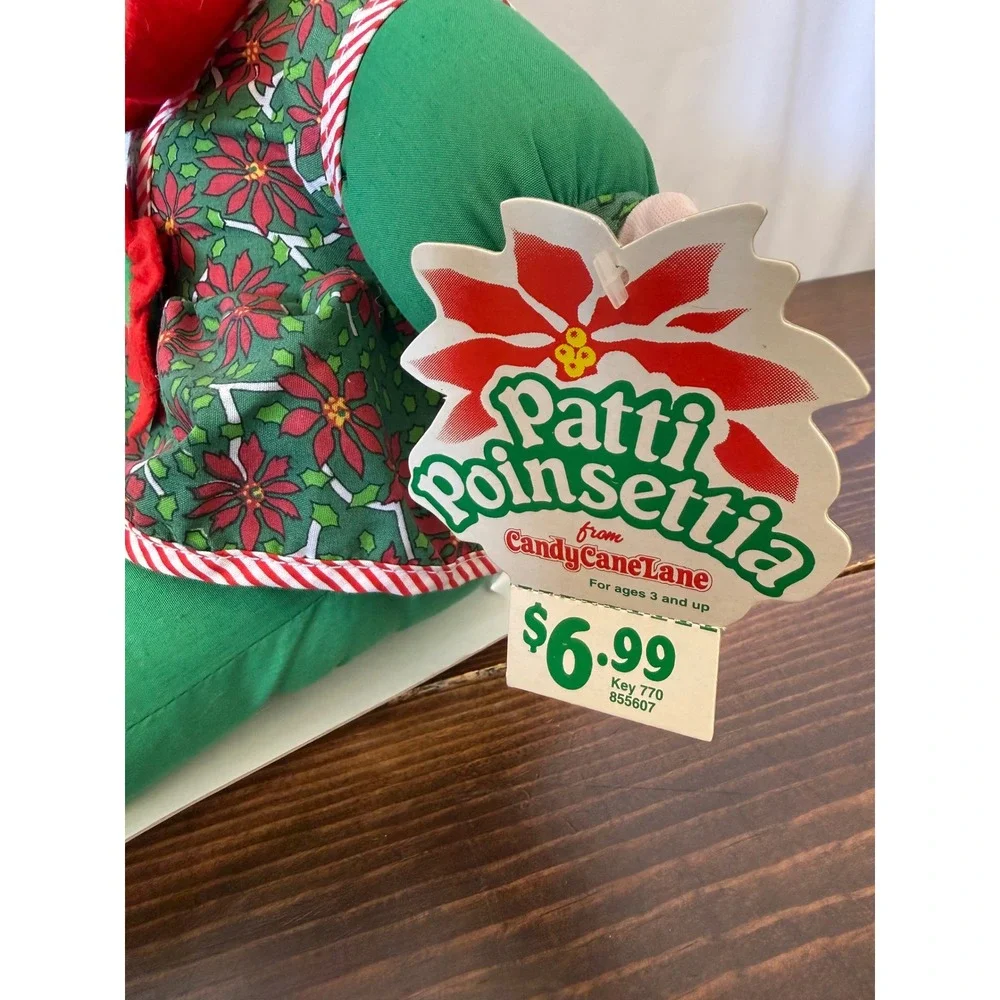 Vintage Patti Poinsettia Doll Candy Cane Lane Christmas Plush Vinyl Face 13 inch